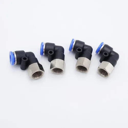 Miniatura 37 de Empuje para conectar conexión de tubo de 1/4" OD x 1/8" rosca NPT macho, codo neumático macho de aire línea de agua de aire de 90 grados codo