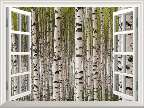 Miniatura 2 de Mural autoadhesivo, casa del árbol en el bosque, visualización de ventana creativa, decoración de paredes