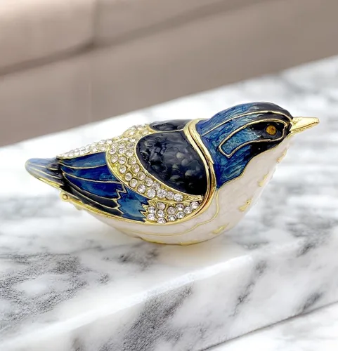 Miniatura 3 de JWT Astyle Bule-Naped Nuthatch - Cajas de baratijas con bisagras de cristal coleccionables, joyero para amantes de los pájaros, collares, anillos