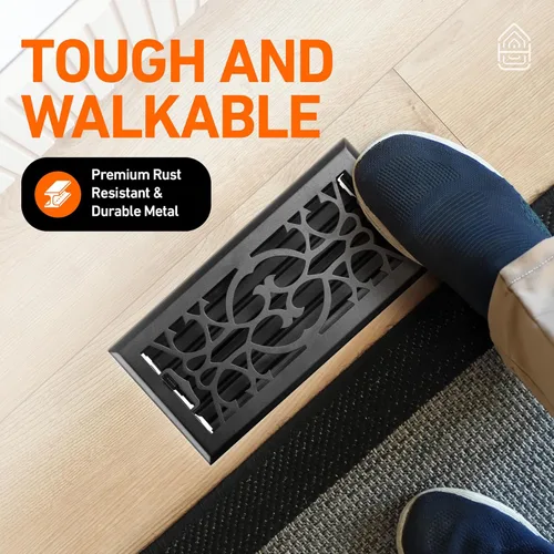 Miniatura 6 de Cubiertas de piso de 4X12 para registro de ventilación con trampa de malla, calor y aire, ventilación de piso metálica transitable para conducto