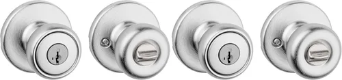 Miniatura 13 de Kwikset Tylo Pomo de Puerta Ficticio, Manija de Una Sola Cara para Armarios, Puertas Dobles Francesas y Despensa, Pomo de Puerta Interior de Latón
