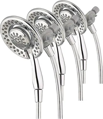 Delta 4-Setting In2ition 2-in-1 Dual Shower Head with HandHeld Spray, Chrome Detachable Shower Head with Hose, Showerhead, 1.75 GPM Flow Rate,