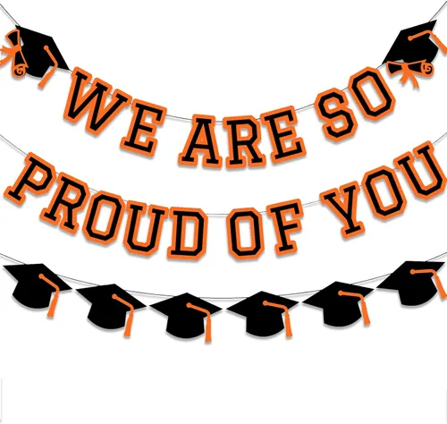 Miniatura 6 de Letrero con texto en inglés «We Are So Proud Of You», decoración para fiesta de graduación, guirnalda de tapa de felicitaciones, letrero de pared