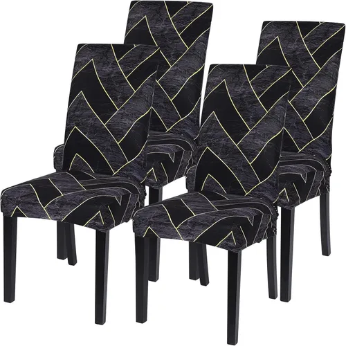 Miniatura 74 de SearchI Juego de 4 fundas para sillas de comedor, elásticas con estampado floral, fundas deslizables para sillas Parsons de spandex, removibles