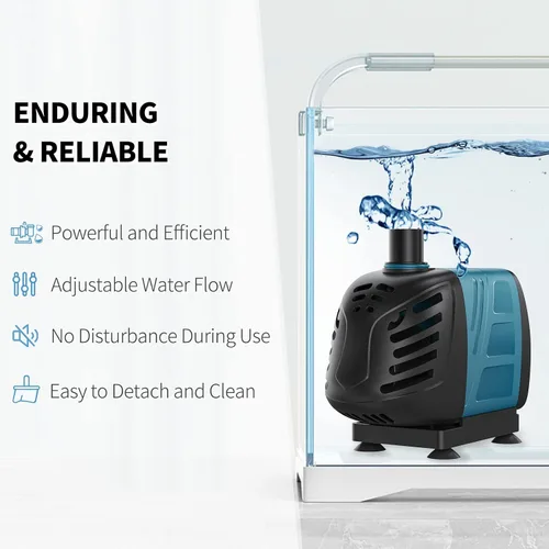 Miniatura 2 de Uniclife Bomba de agua sumergible y en línea para acuario de 320 GPH de 22 W, 5 pies de altura, CA de 120 V, silenciosa, ajustable, bomba de retorno