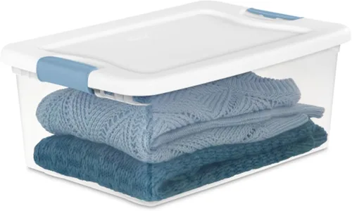 Miniatura 9 de Sterilite - Paquete de 12 contenedores apilables con pestillo, contenedores de almacenamiento bajo la cama con tapas, plástico transparente, 15