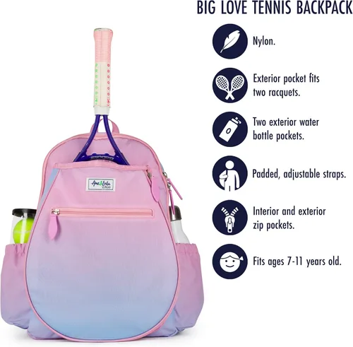Miniatura 3 de Ame & Lulu Mochila de tenis Big Love para niños Sorbete rosa y azul
