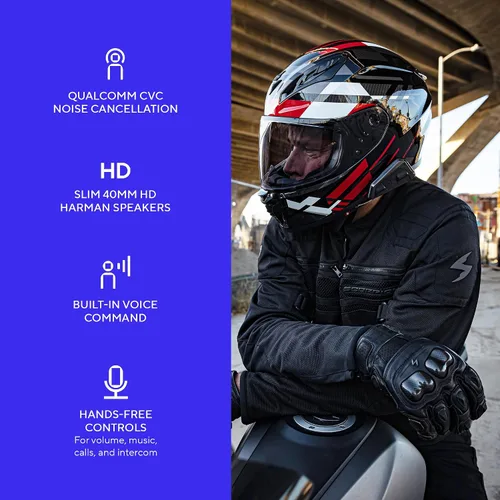 Miniatura 3 de EXOCOM LINK-1C Sistema de Comunicación y Comunicación de Casco de Motocicleta - Altavoces HD delgados de 40mm con intercomunicador Bluetooth +