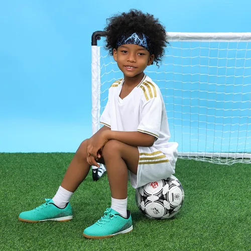 Miniatura 2 de Hawkwell Tacos deportivos unisex con cordones para niños y niñas zapatos de fútbol para entrenamiento de interiores niñoniño pequeñoniño grande