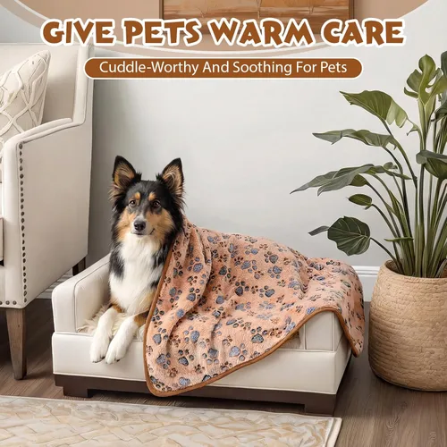 Miniatura 4 de Tegeme 12 mantas para mascotas, suaves y esponjosas, de vellón, para perros y gatos, cálidas, con estampado de patas, mantas de franela