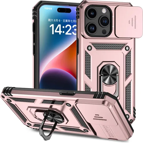 Miniatura 32 de Funda magnética compatible con iPhone 14 Pro de 6.1 pulgadas, funda magnética para iPhone 14 Pro con cubierta de cámara y soporte de grado militar