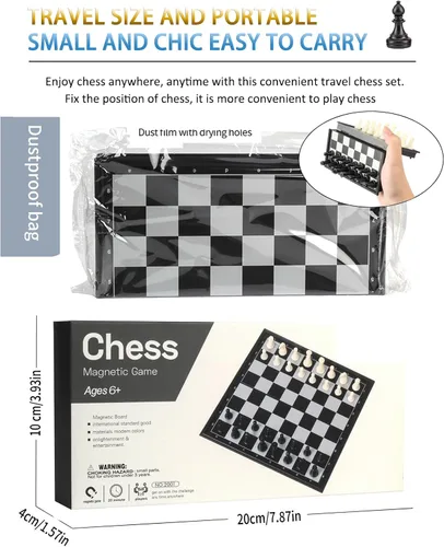 Miniatura 4 de Chess Sets Travel Board Games - 7.9 Inches Magnetic Small Pocket Chess Set for Teens & Adults, Folding Portable Chess Gifts Classic 2-Player