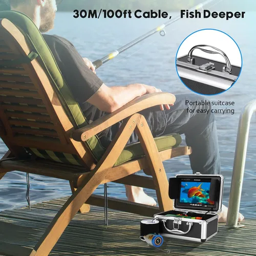 Miniatura 2 de Fishing Camera with Monitor ice Fishing Camera Underwater 1000TVL,98ft/30m Cable for Lake Kayak Boat Saltwater Fishing