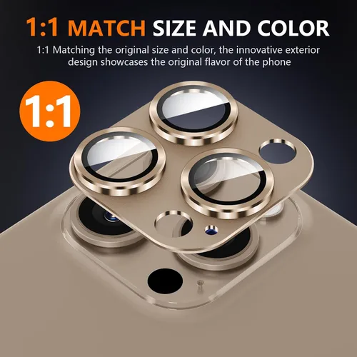 Miniatura 5 de Suoman Protector de lente de cámara para iPhone 16 Pro Max /16 Pro, película de vidrio templado de dureza 9H, destello sin obstrucciones, cubierta