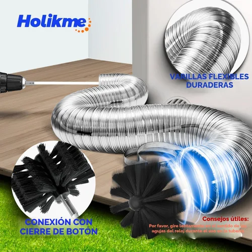 Miniatura 2 de Holikme Kit limpiador de ventilación de secadora de 40 pies, cepillo flexible para pelusa con accesorio de taladro, se extiende hasta 40 pies
