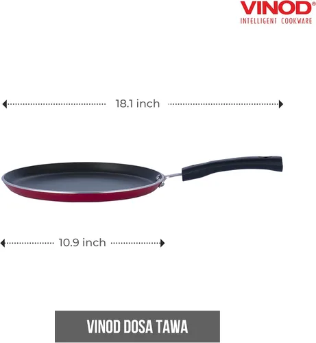 Miniatura 2 de Vinod Cookware Dosa Plancha (Tawa) con base de inducción – Sartén antiadherente 100% aluminio con superficie antiarañazos – Sartén plana multiusos