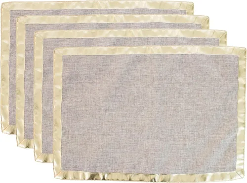 Fennco Styles Manteles individuales con borde dorado metálico, 13 x 19 pulgadas, juego de 4 manteles individuales para decoración del hogar,