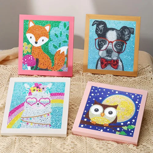 Miniatura 2 de CHWGLFGG Paquete de 6 kits de pintura de diamantes 5D para niños principiantes, kits de arte de diamantes lindos de taladro completo, arte de gemas