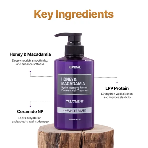 Miniatura 7 de KUNDAL Honey & Macadamia - Juego de regalo de champú y acondicionador coreano para el cuidado del cabello, edición limitada, vainilla ámbar, 10.14
