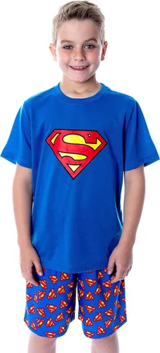 DC Comics - Conjunto de pijama de manga corta con logotipo de Superman para niño