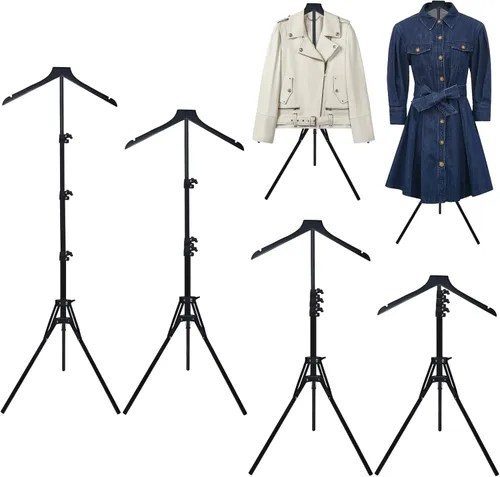 Miniatura 8 de Paquete de 2 soportes de exhibición ajustables para camisas de 32 a 63 pulgadas, soporte plegable de metal para torso con base de trípode resistente