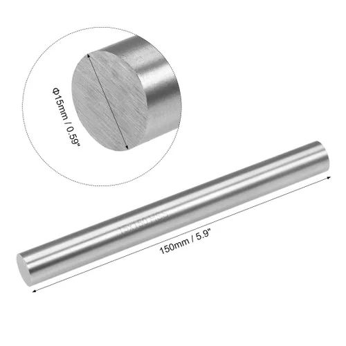 Miniatura 2 de uxcell Varilla de acero redonda, herramienta de barra de torno HSS de 15 mm, barra de 150 mm de largo, para eje, engranaje, taladro, torno, máquina