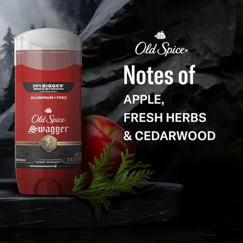 Miniatura 5 de Old Spice Desodorante sin aluminio para hombres, protección contra olores 24/7, frescura 24/7 y aroma duradero, Swagger con aroma a madera de cedro