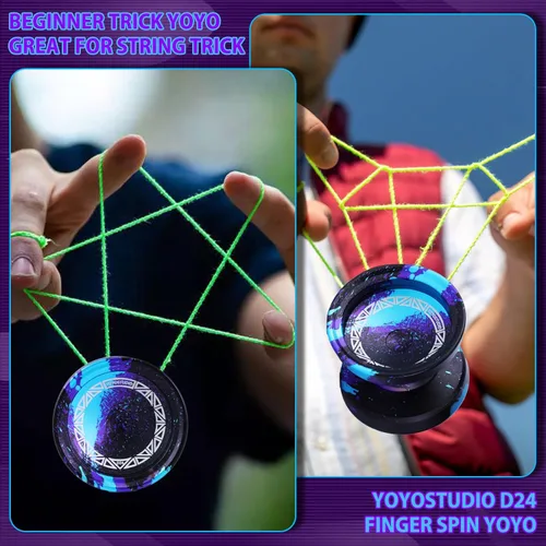 Miniatura 4 de YOYOSTUDIO D24 Yoyo profesional – Yoyo de metal sensible y no responde para trucos de giro de dedos, kit completo de accesorios con kit