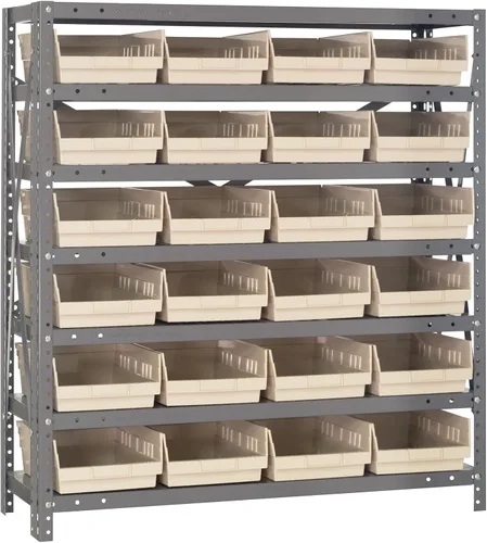 Miniatura 63 de Quantum QSBU-245BK Heavy Duty Shelving Unit with (7) Shelves and (24) QUS245 Black Bins for Garage Warehouse Storage Distribution 400 lb Load