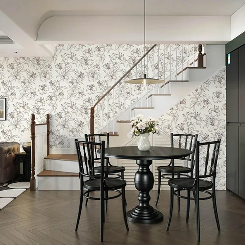 Miniatura 6 de Heroad Papel tapiz floral negro de la marca para despegar y pegar, papel tapiz bohemio para despegar y pegar, papel tapiz autoadhesivo extraíble