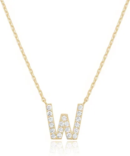 Miniatura 101 de PAVOI 14K White Gold Plated Cubic Zirconia Initial Necklace Letter Dainty Necklaces for Women