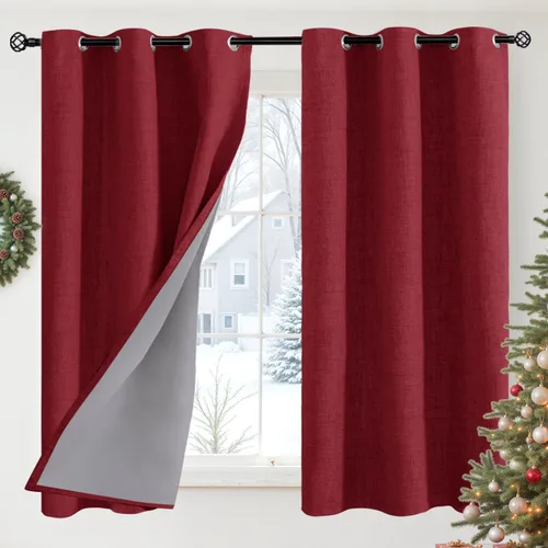 Miniatura 79 de YoungsTex - Cortinas opacas de lino para dormitorio, oscurecimiento de la habitación, cortinas con textura de lino, paneles con aislamiento térmico