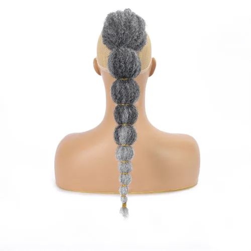 Miniatura 14 de Extensión de cola de caballo afro rizada con burbuja para mujeres negras de 18 pulgadas de largo, cola de caballo con cordón natural negro, clip