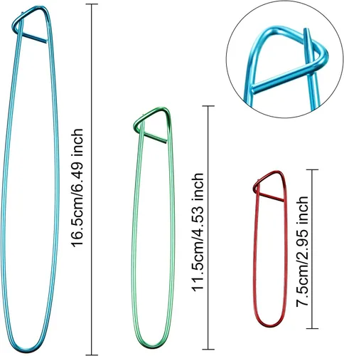 Miniatura 2 de WILLBOND 9 soportes para puntada de cable, agujas de cable de aluminio de colores mixtos, broche de seguridad, herramienta de tejer suéter, agujas