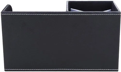 Miniatura 7 de KINGFOM Organizador de escritorio caddy de suministros de oficina de cuero PU, caja de almacenamiento multifunción para bolígrafo/lápiz, teléfono