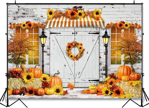 Miniatura 4 de Avezano Telones de fondo de otoño para fotografía, otoño, calabaza, girasol, cosecha de Acción de Gracias, vacaciones, sesión de fotos, fondo