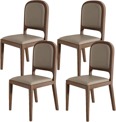 Miniatura 14 de Leather Seat Dining Room Chair with Back, Wooden Dining Chairs Set Kitchen Chair, Dining Room Chairs Armless Seat for Kitchen Living Room Black+khaki
