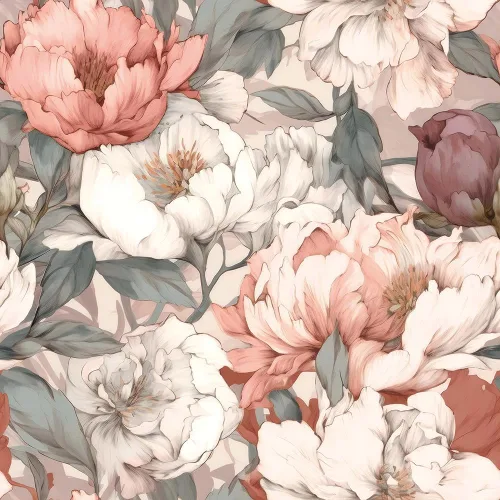 Papel Tapiz Floral Vintage de Peonías Rosa Soñador/Blanco Despegar y Pegar Papel de Contacto Fácil de Despegar Papel Adhesivo Adherible para Pared