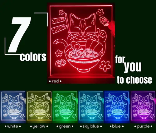 Miniatura 2 de ADVPRO Japón Fideos Ramen Gato Mesa LED Neón Noche Luz y Lámpara Cambio de Color 4 Modos st5s12-j5011-c