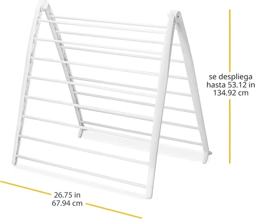 Miniatura 3 de Whitmor Spacemaker Tendedero Plegable, Secador de Ropa para Interiores Independiente, Diseño Compacto que Ahorra Espacio, 6"L x 26"A x 51.5"Al