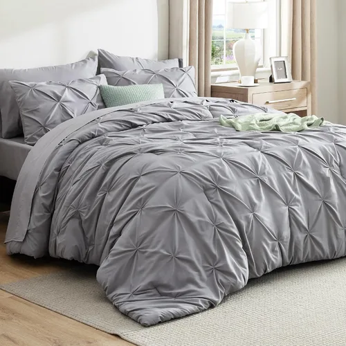 Miniatura 19 de Bedsure - Juego de edredón tamaño matrimonial verde azulado - Juego de ropa de cama tamaño matrimonial en una bolsa de 7 piezas, juego de cama 14