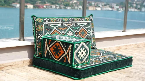 Miniatura 3 de Green Arabic Sofa Floor Seating Set, Pallet Sofa, Floor Cushions, Sectional Sofa, Arabic Majilis, Ottoman Couch, Arabic Jalsa