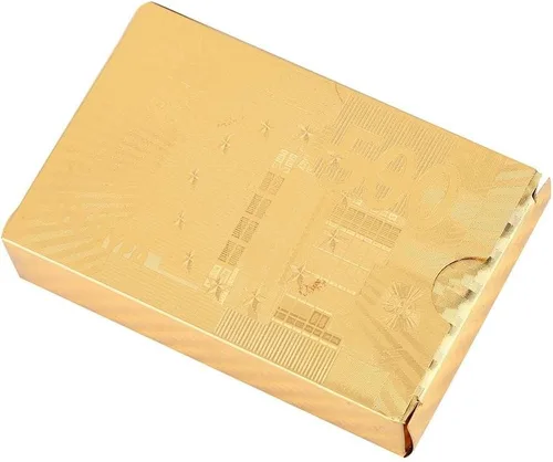 Miniatura 6 de VGEBY 1 cartas de póquer, lujo falso chapado en oro cartas de póquer con caja para juego de mesa (Euro)