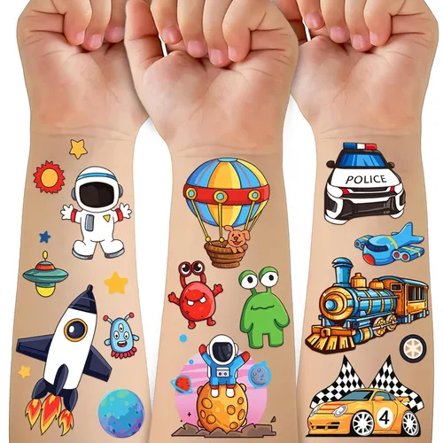 Miniatura 9 de 52 tatuajes temporales para niños, tatuajes falsos de manga completa, dinosaurio, monstruo, coche, planeta, araña, tiburón, para niño, princesa