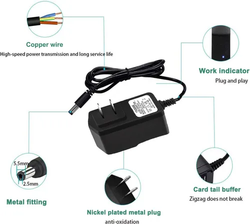 Miniatura 2 de Fuente de alimentación del adaptador AC/DC 6V 2A 12W 100-240V con enchufes de 0.157x0.067 in y 0.138x0.053 in - Cargador universal de dispositivo