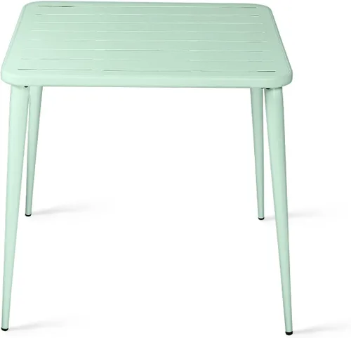 Miniatura 2 de Mesa de comedor moderna cuadrada de metal para 4 personas para exteriores e interiores, hogar, cafetería, bar, oficina, escritorio, reunión, césped