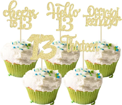 Miniatura 84 de 30 piezas Adornos para pastel de cumpleaños de 6 años, seis brillos, hola 6, púas para cupcakes, felicitaciones a los 6 años, decoraciones