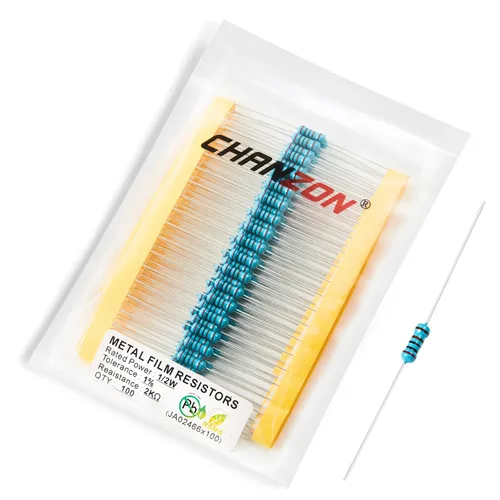 Miniatura 21 de Chanzon - 100 resistencias de película metálica 1/2 W (0.5 W) 10 Ω ohmios ±1% de tolerancia 10R MF, resistencias de agujero pasante con limitación