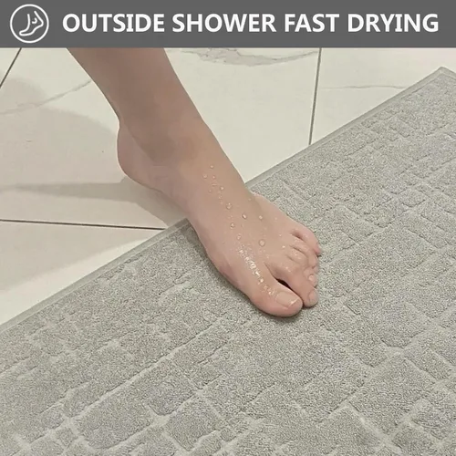 Miniatura 8 de Alfombras de baño finas para debajo de la puerta, de pelo bajo, planas, en relieve, absorbentes, de secado rápido, junto a la bañera, fregadero
