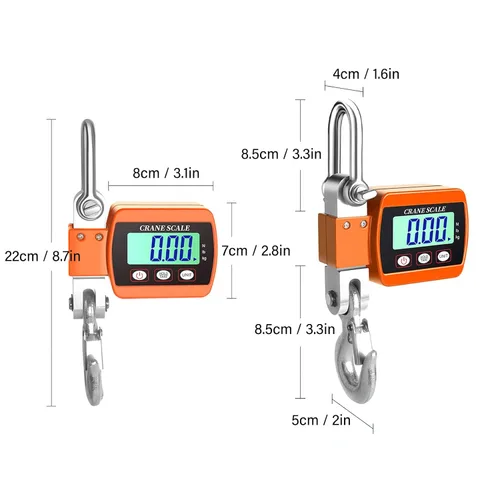 Miniatura 9 de Báscula digital de gancho para colgar, escala de grúa electrónica de 1102 libras, 1,102.3 lbs, pantalla LCD, báscula de peso portátil para colgar